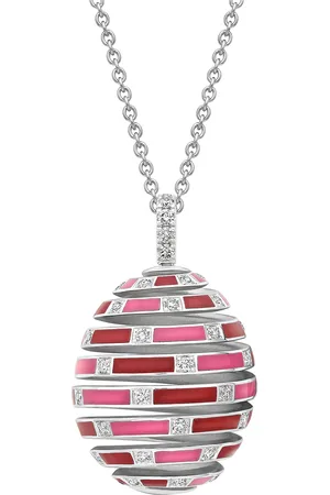 Faberge Beetlejuice 18ct White Gold Ruby & Diamond Spiral Pendant