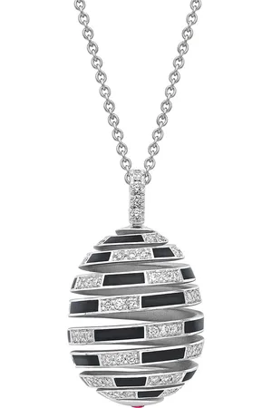 Faberge Beetlejuice 18ct White Gold Diamond & Ruby Spiral Pendant