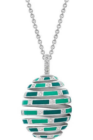 Faberge Beetlejuice 18ct White Gold Emerald & Diamond Spiral Pendant