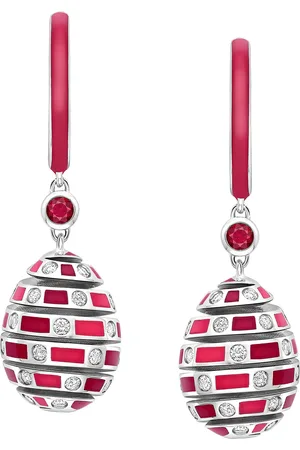 Faberge Beetlejuice 18ct White Gold Ruby & Diamond Spiral Earrings
