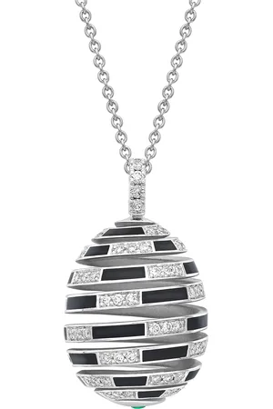 Faberge Beetlejuice 18ct White Gold Diamond & Emerald Spiral Pendant
