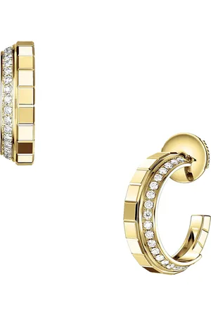Chopard Ice Cube Yellow Gold & Diamond Hoop Earring