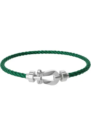 Fred Force 10 18ct White Gold Buckle & Emerald Green Cable Medium Model - Size 14