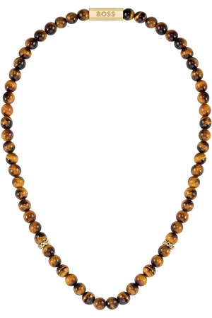 HUGO BOSS Gents Tiger Eye Beaded Necklace