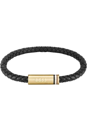 HUGO BOSS Gents Black Braided Leather Bracelet