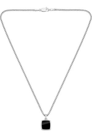 HUGO BOSS Gents Stainless Steel Necklace With a Black Onyx Pendant