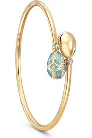 Faberge Heritage 18ct Yellow Gold Diamond & Turquoise Enamel Crossover Bracelet