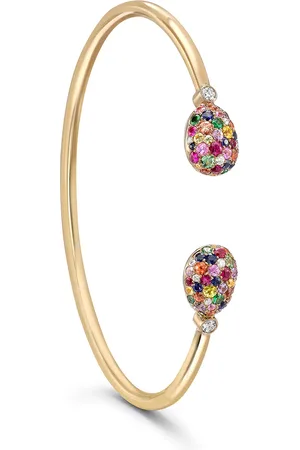 Faberge Emotion 18ct Yellow Gold Multicoloured Gemstone Open Set Bangle