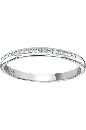 GOLDSMITHS 9ct White Gold 0.12 Carat Round Brilliant Cut Channel Set Half Eternity Ring - Ring Size F