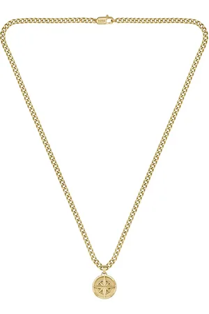 HUGO BOSS Gents Yellow Gold Coloured North Star Compass Necklace