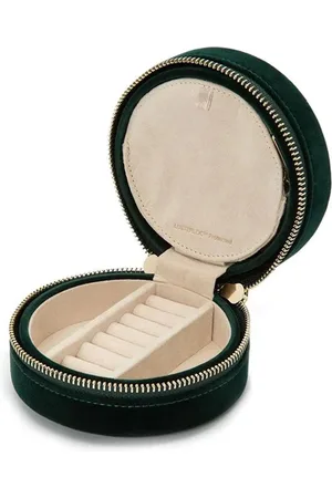 Wolf Jewellery Travel Case Zoe Round Forest Green