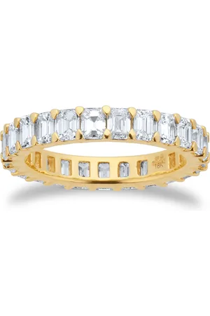 GOLDSMITHS 18ct Yellow Gold 3.00cttw Emerald Cut Diamond Full Eternity Ring - Ring Size M