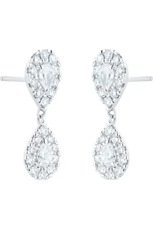 Mappin & Webb Amelia 18ct White Gold 1.15cttw Diamond Pear Cut Drop Earrings