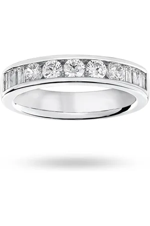 Mappin & Webb 18 Carat White Gold 0.75 Carat Brilliant Cut And Baguette Channel Set Half Eternity Ring - Ring Size J