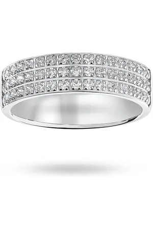 Mappin & Webb 18 Carat White Gold 0.50 Carat Brilliant Cut 2 Row Claw Pave Half Eternity Ring - Ring Size J