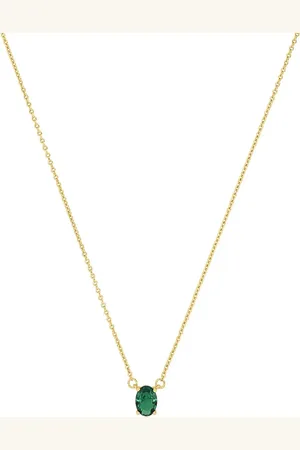 Amor Silver Green Stone Pendant Necklace