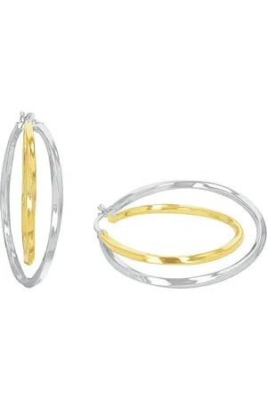 Amor Silver Bi Colour Double Hoop Earrings