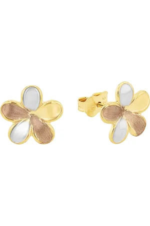 Amor 9ct Yellow Gold Tri Colour Petal Stud Earrings