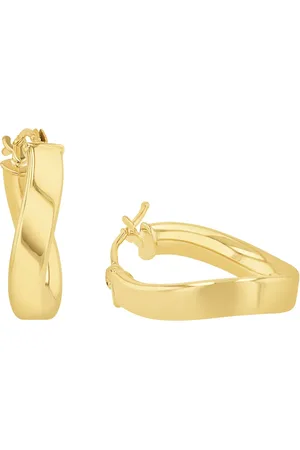 Amor 9ct Yellow Gold Cross Over Hoop Earrings