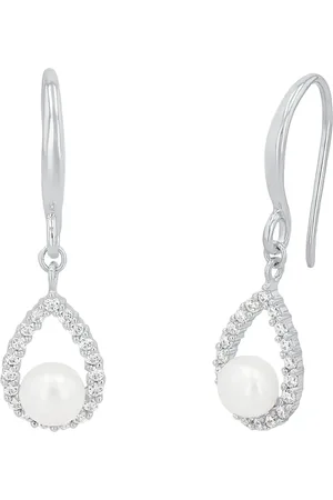 Amor Silver Cubic Zirconia & Pearl Drop Earrings
