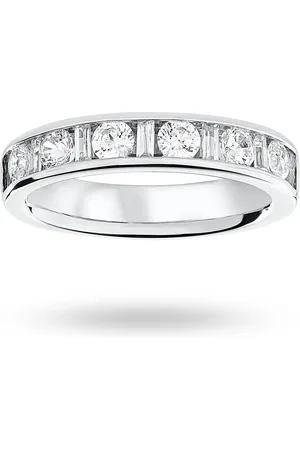 GOLDSMITHS 18 Carat White Gold 1.00 Carat Dot Dash Half Eternity Ring - Ring Size L