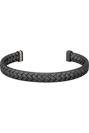 HUGO BOSS Gents Tailored Black Stainless Steel Herringbone Cuff Bangle