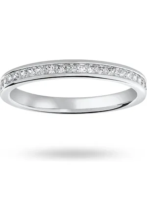 GOLDSMITHS 9 Carat White Gold 0.33 Carat Princess Cut Half Eternity Ring - Ring Size N