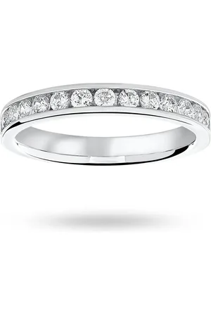 GOLDSMITHS Platinum 0.50 Carat Brilliant Cut Half Eternity Ring - Ring Size O