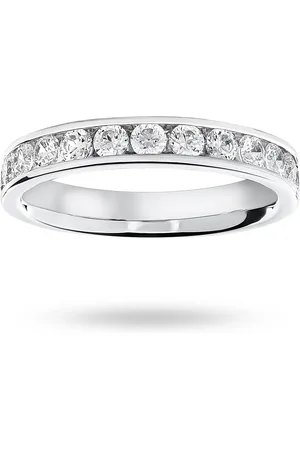 GOLDSMITHS 18 Carat White Gold 0.75 Carat Brilliant Cut Half Eternity Ring - Ring Size M