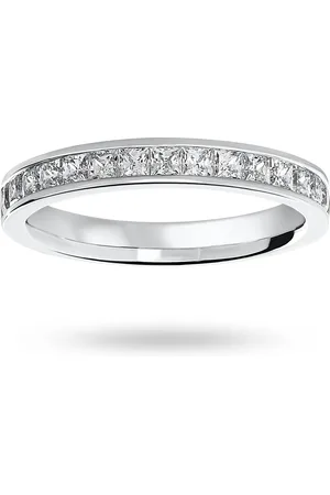 GOLDSMITHS Platinum 0.75 Carat Princess Cut Half Eternity Ring - Ring Size I