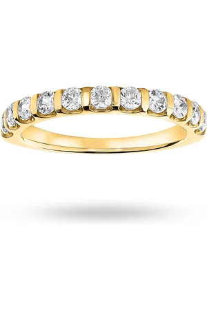 GOLDSMITHS 18 Carat Yellow Gold 0.50 Carat Brilliant Cut Bar Half Eternity Ring - Ring Size M