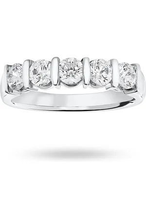 GOLDSMITHS Platinum 0.90 Carat Brilliant Cut Bar Half Eternity Ring - Ring Size M