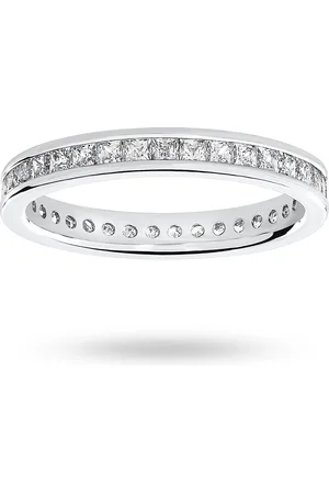 GOLDSMITHS 18 Carat White Gold 1.00 Carat Princess Cut Channel Set Full Eternity Ring - Ring Size H