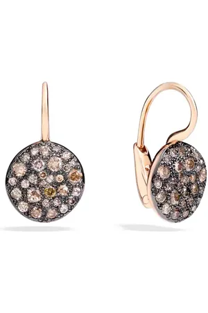 Pomellato Sabbia 18ct Rose Gold 0.80ct Brushed Brown Diamond Drop Earrings