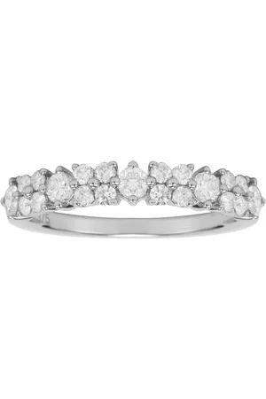 GOLDSMITHS 9ct White Gold 0.75ct Diamond Flower Fancy Eternity Ring - Ring Size G
