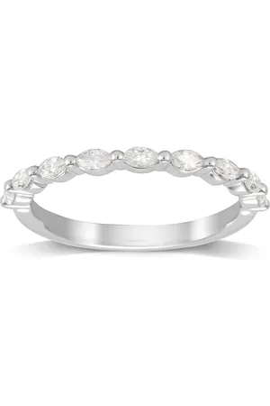 Mappin & Webb Platinum 0.33cttw Marquise Cut Shared Claw Set Half Eternity - Ring Size J