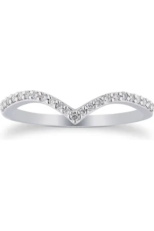 GOLDSMITHS 9ct White Gold 0.15cttw V Shaped Wedding Ring - Ring Size I