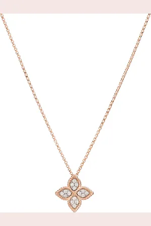 Roberto Coin Princess Flower 18ct Rose Gold Diamond Necklace