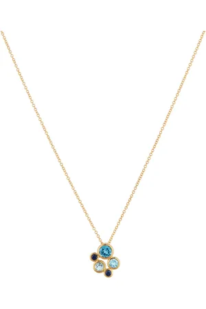 GOLDSMITHS 18ct Yellow Gold Sapphire Aquamarine and Blue Topaz Bezel Set Pendant