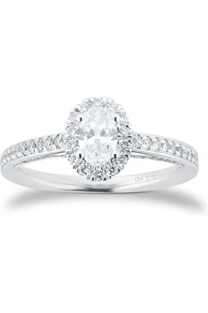 Jenny Packham 18ct White Gold 0.75cttw Diamond Oval Halo Engagement Ring - Ring Size L