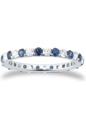 GOLDSMITHS 18ct White Gold 0.20cttw Diamond & Sapphire Full Eternity Ring - Ring Size N