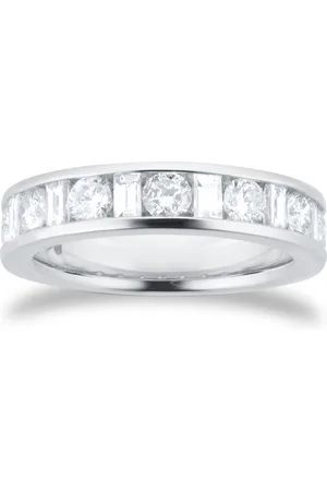 GOLDSMITHS Platinum 1.00cttw Channel Set Dot Dash Diamond Half Eternity Ring - Ring Size J.5