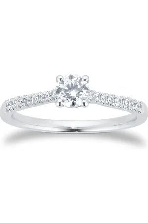 GOLDSMITHS Platinum 0.50cttw Diamond Set Shoulder Solitaire Engagement Ring - Ring Size I