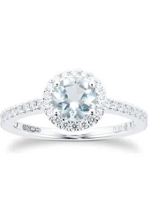 Mappin & Webb Amelia 18ct White Gold Aquamarine & Diamond Ring - Ring Size M