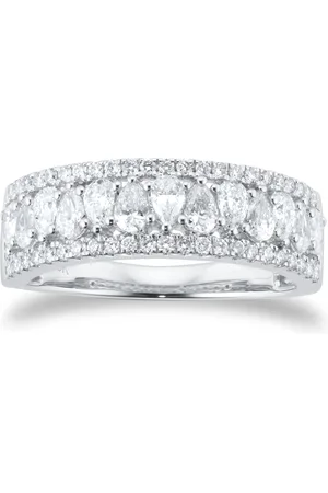 Mappin & Webb 18ct White Gold 1.00cttw Pear Cut Diamond Dress Ring - Ring Size K