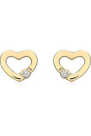 GOLDSMITHS 9ct Yellow Gold Cubic Zirconia Open Heart Stud Earrings