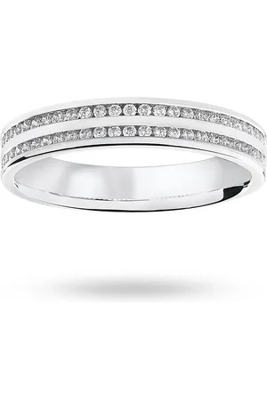 GOLDSMITHS Platinum 0.28 Carat Brilliant Cut 2 Row Channel Set Half Eternity Ring - Ring Size M