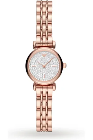 Emporio Armani T-Bar Rose Gold Tone and White Dial Ladies Watch