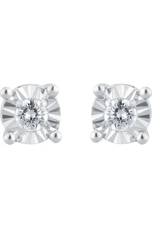 GOLDSMITHS 9ct White Gold 0.10cttw Diamond Illusion Set Stud Earrings