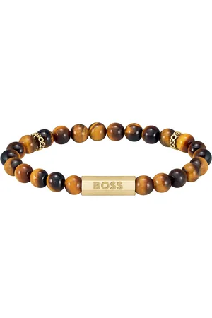 HUGO BOSS Gents Tiger Eye Beaded Bracelet